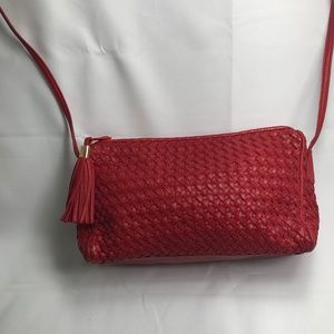Red women’s shoulder bag made by GANSON